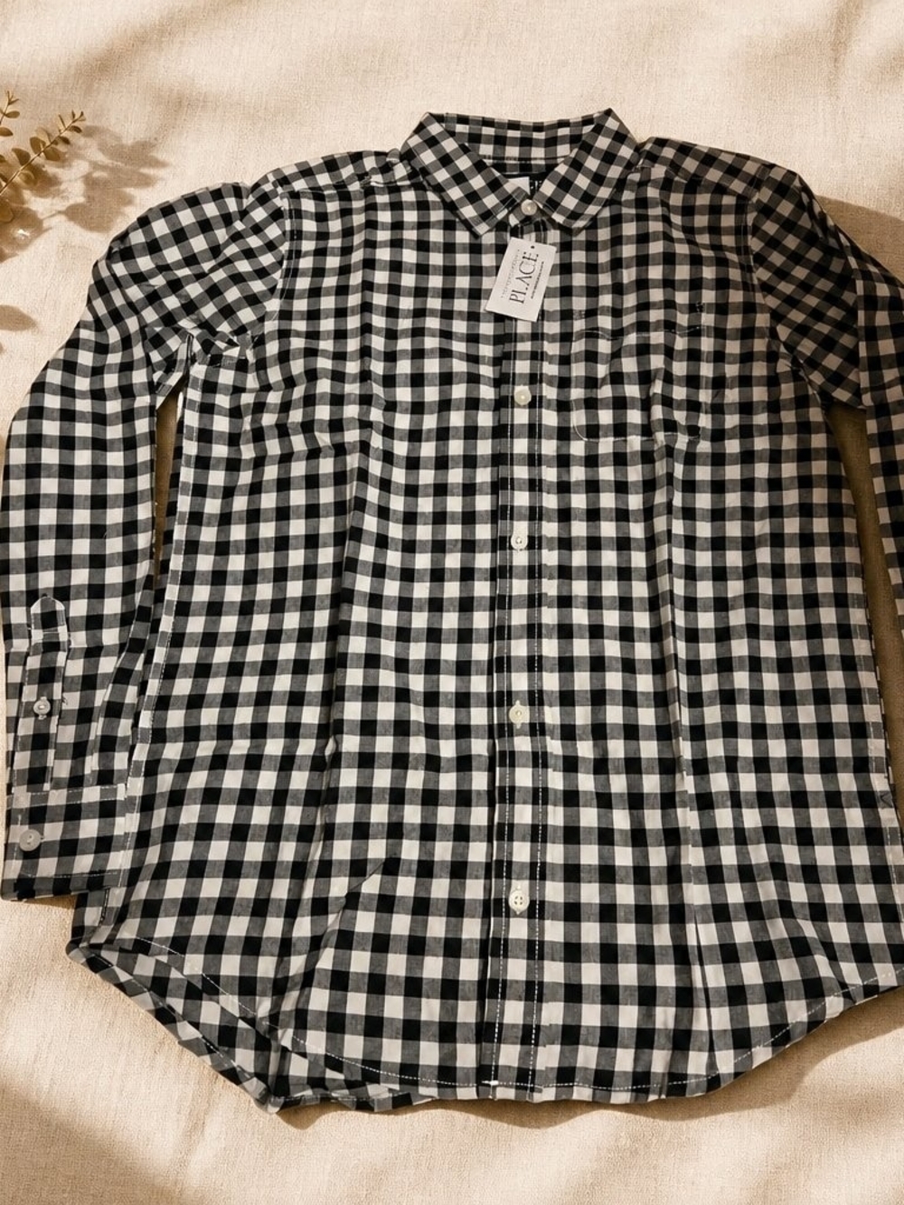 The Children's Place Black & White Gingham Button-Down Shirt